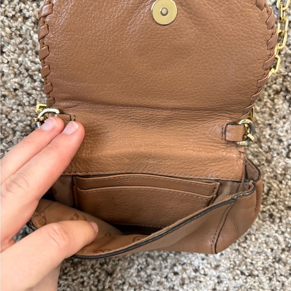 Tory Burch Brown Leather Snap Chain Mini Crossbody Clutch - Picture 4 of 7